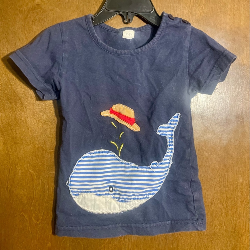 Navy Blue Whale Graphic Shirt With Red Shorts *SET*